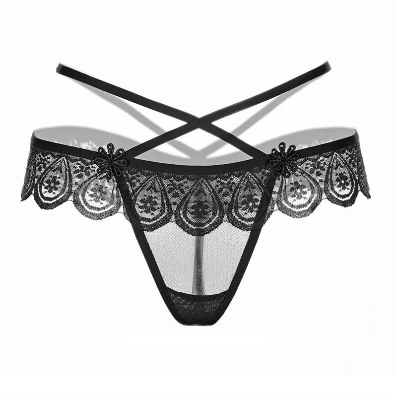 

Luckymily Women's Underwear Sexy Erotic Lingerie G-string Thongs Lace Floral Sheer Low Waist Ice Silk Briefs Seamless Panties