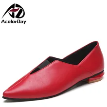 AD AcolorDay New Arrival Elegant Red Ladies Shoes 2017 Women Sexy Cheap Ballet Shoes Woman Flats Women Shoes Free Shipping