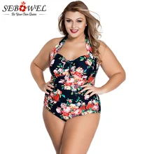 SEBOWEL плюс размер сексуальный цельный купальник женский цветочный принт купальный костюм Лето Женский на косточках Монокини Купальный Костюм 4XL