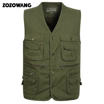 

2019 Men Multi-Pocket Classic Waistcoat Male Sleeveless Unloading Solid Coat Work Vest Photographer Tactical Masculino Jacket