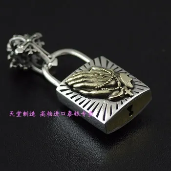 

Thai jewelry authentic 925 sterling silver new Virgin Thai silver lock pendant safe and auspicious meaning