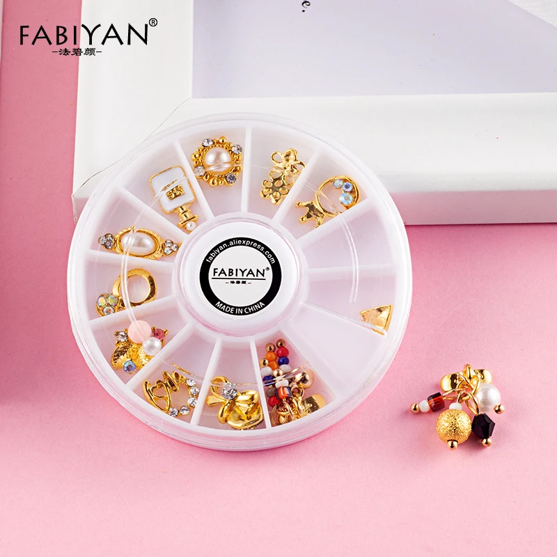 

Jewelry Decoration Rhinestone Pearl Metal Alloy Nail Art 3D Tips DIY Phone Bow Flower Crown Charm Salon Manicure Tools 12 Design
