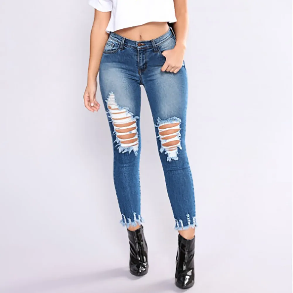 

Plus Size High Wasit Skinny Jeans Woman Streetwear Women Jeans Pants Slim Push Up Ladies Boyfriend Ripped Jeans For Women Jean
