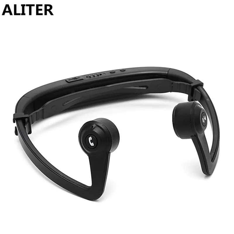 

ALITER Black Conduction Headphones Open Ear Wireless Bone Bluetooth Headset w Mic