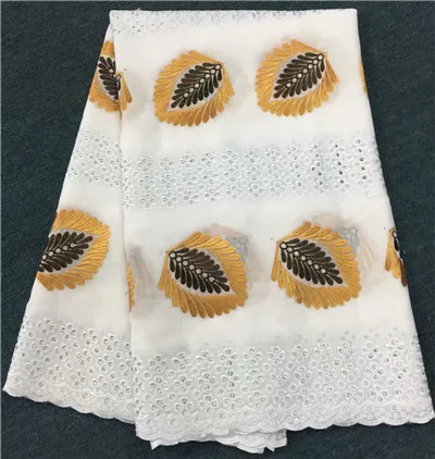 Хлопковые кружевные белые нигерийские кружевные ткани с вышивкой швейцарская вуаль кружева в швейцарском стиле высокое качество африканские ткани 5 ярдов