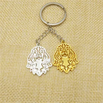 

LPHZQH Wholesale Fashion Cavalier King Charles Key Chain Women Bag Pendant Car Dog Key Ring Christmas Gift Gold Color