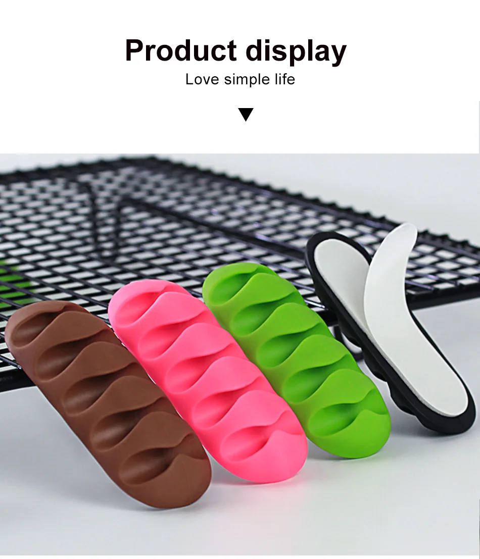 !ACCEZZ Cable Organizer Wire Winder Desktop Management Headphone Holder Mouse Cord Silicone Clips Charge Cable For iPhone Type C (8)