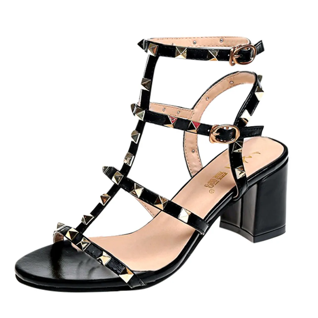 

Jaycosin sandals new ladies open toe thick with square root buckle sandals high heels ladies open toe shoes high heel sandals
