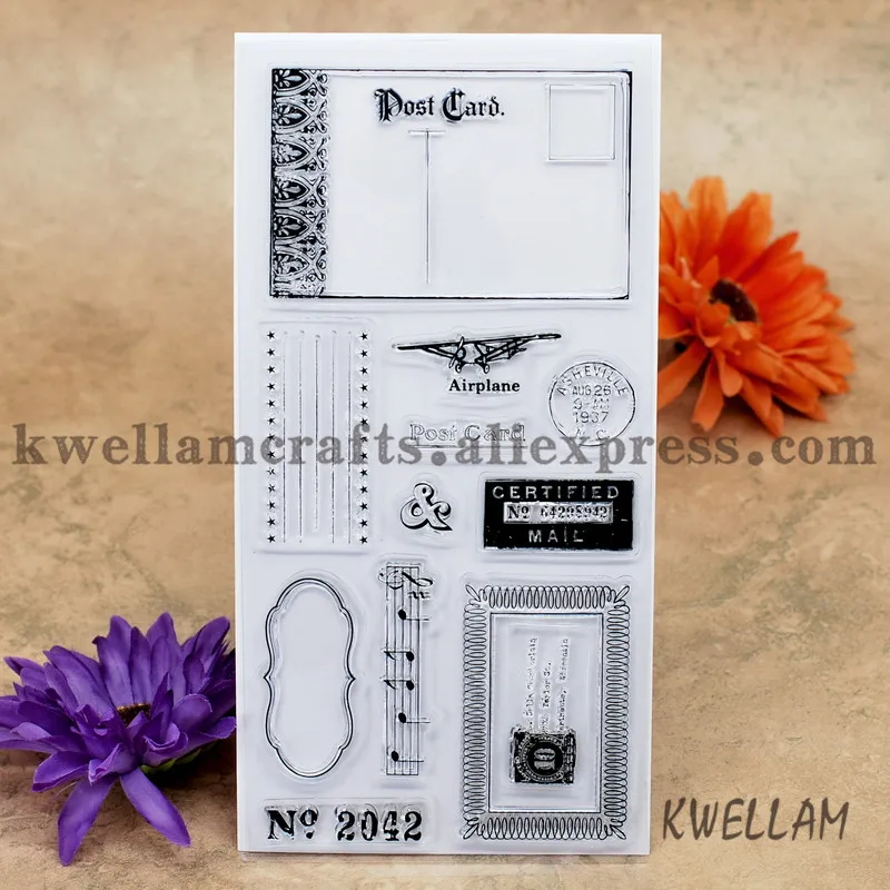 

Post Card Airplane CERTIFIED MAIL Scrapbook DIY photo cards account rubber stamp clear stamp transparent stamp 10x20cm KW6122516