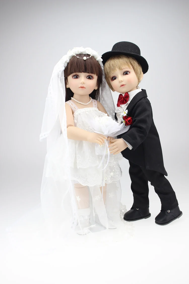 Buy Fashion quality sd bjd wedding dolls bride and