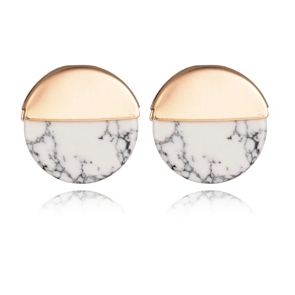 Vintage Round Stud Earrings Edition Simple Geometric Retro Circular Turquoise Earring | Украшения и аксессуары