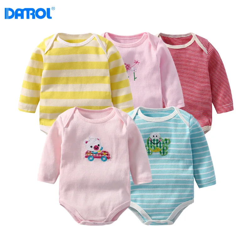 

DANROL Baby cotton Bodysuits Newborn Baby Long Sleeve Underwear Infant Boys Girls Pajamas Clothes 5pcs/lot