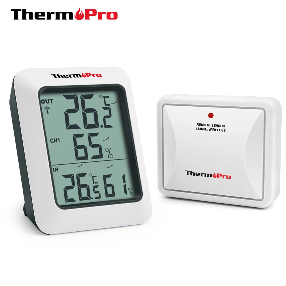 

ThermoPro TP60S 60M Wireless Digital Indoor Outdoor Thermometer Humidity Monitor with Temperature Gauge Humidity Meter