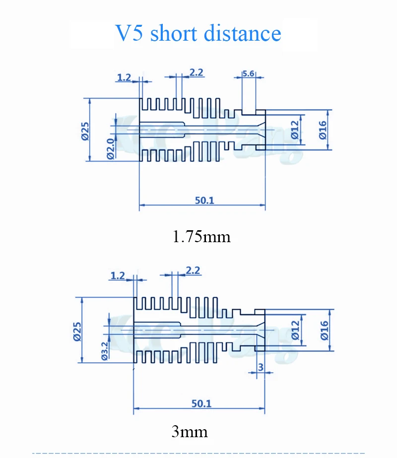 1 шт. V5 j-головка экструдер радиатор для дистанционного цельнометаллического длинного/короткого расстояния теплоотвод трубы для E3D 1,75 мм 3 мм подачи 3d принтера