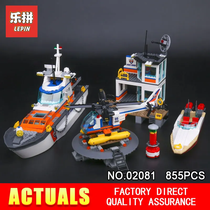 

Lepin 02081 855Pcs City Series Police Coast Guard Headquarters Base Building Blocks Bricks Compatible 60167 Toys for boys gifts