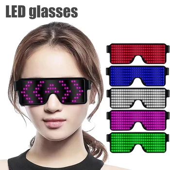 

LED Glasses Glow Party Favor Light Up Glasses with Display Pattern USB Charging Glasses for Nightclub Birthday Party Supplies
