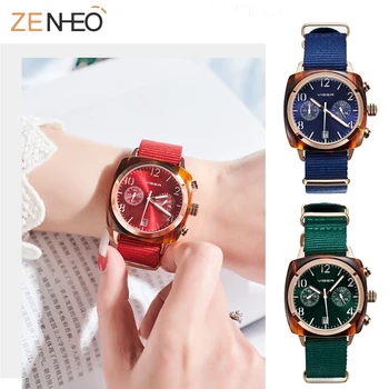 

New Vintage case Women Watch Complete Calendar with Nylon watchband movement quartz watch Waterproof Lady Wristband girl gift