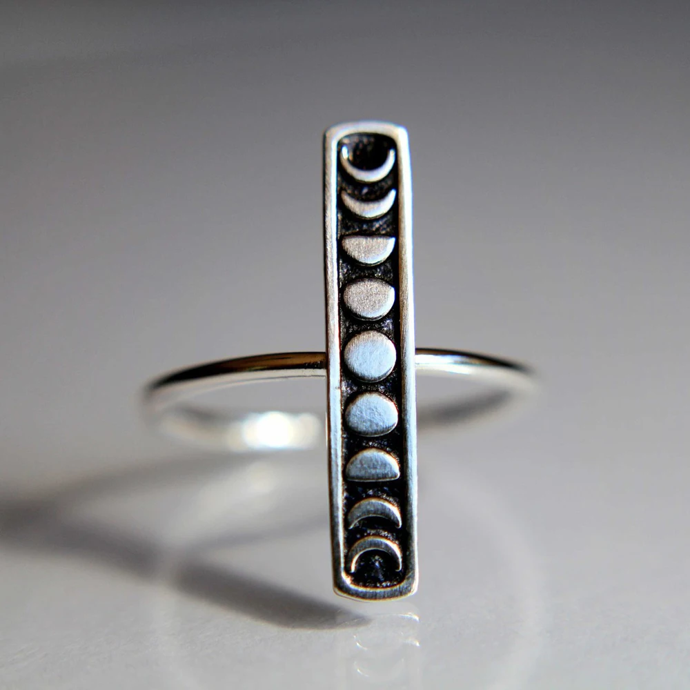 

Exquisite Handmade Quality Rings for Woman Man White Gold Color Moon Personality Eclipse Finger Ring Fashion Gift Jewelry KCR218