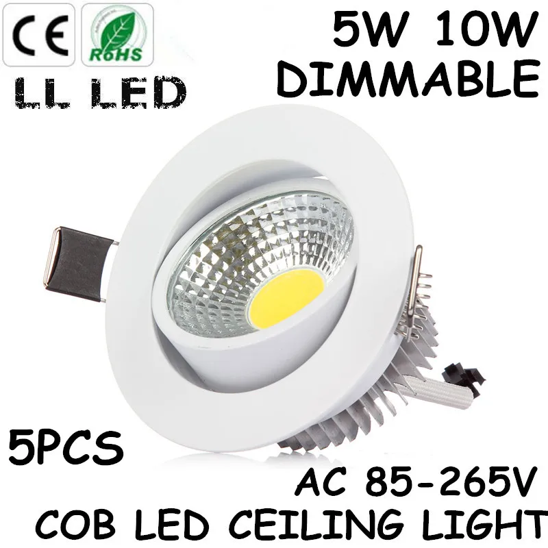 

5pcs Newest DIMMABLE COB Led Ceiling Down lights COB Led Recessed Downlight 5W 10W Spot Lamp Indoor Lighting for Home