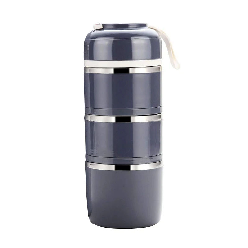 Gray ALIM HOT Lunch Box Stainless Steel Leakproof Food Storage Containers With Insulated Lunch Box For Adult And Office Three Floor - Цвет: Gray