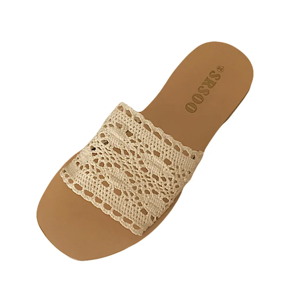 

2018 New Summer Women Open Toe Slippers Slides Women Word Hollow Out Single Sandals Non-slip Fashion Size 35-39