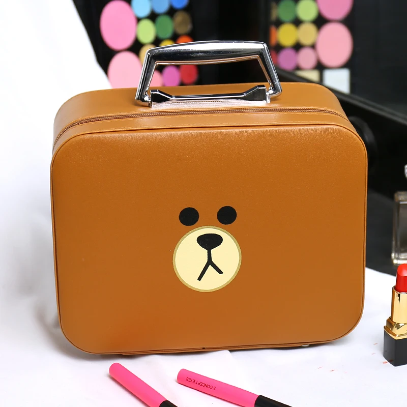 

Women PU Leather Cosmetic Cases Bag Girl Cute Make up Box Hard Shell Three-dimensional Travel Waterproof Toiletry Wash Organizer