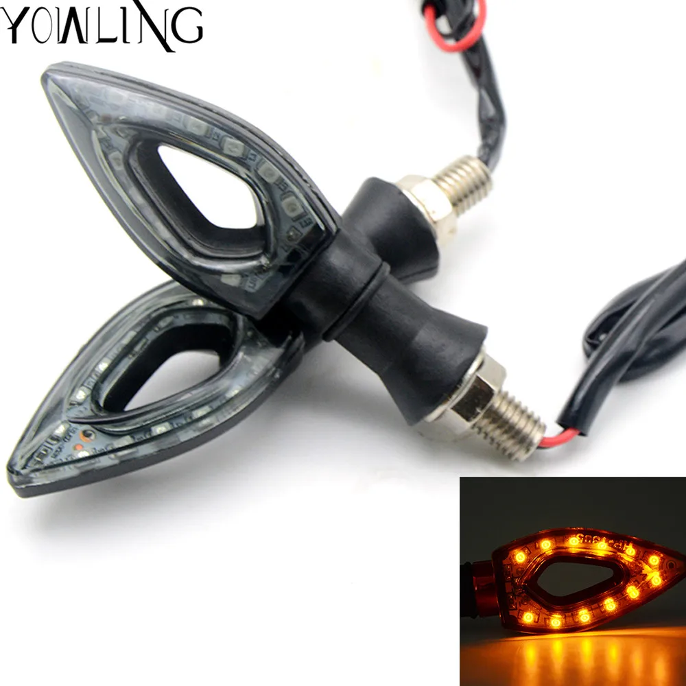 2 x Black Amber Waterproof Motorcycle Moto LED Turn Signal Indicator Blinker Lights Lamp for Honda Yamaha Suzuki Kawasaki Ducati