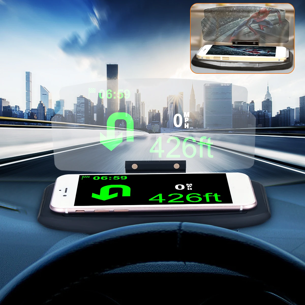 

Head Up Display Car Windscreen Projector HUD Universal Mobile Phone Holder Multifunction 6.5 Inch For iPhone For Samsung GPS
