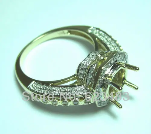 Round cut 8mm 14k Solid Yellow Gold Natural Diamond Ring