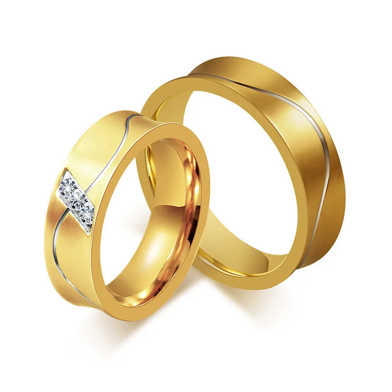 Позолоченное кольцо из нержавеющей стали для свадьбы|stainless steel ring|rings for womenwedding couple