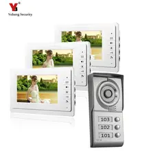 Yobang Security freeship 3 Apartment Video Door Phone Intercom System 1 Doorbell Camera with 3 button 3 Monitor Waterproof