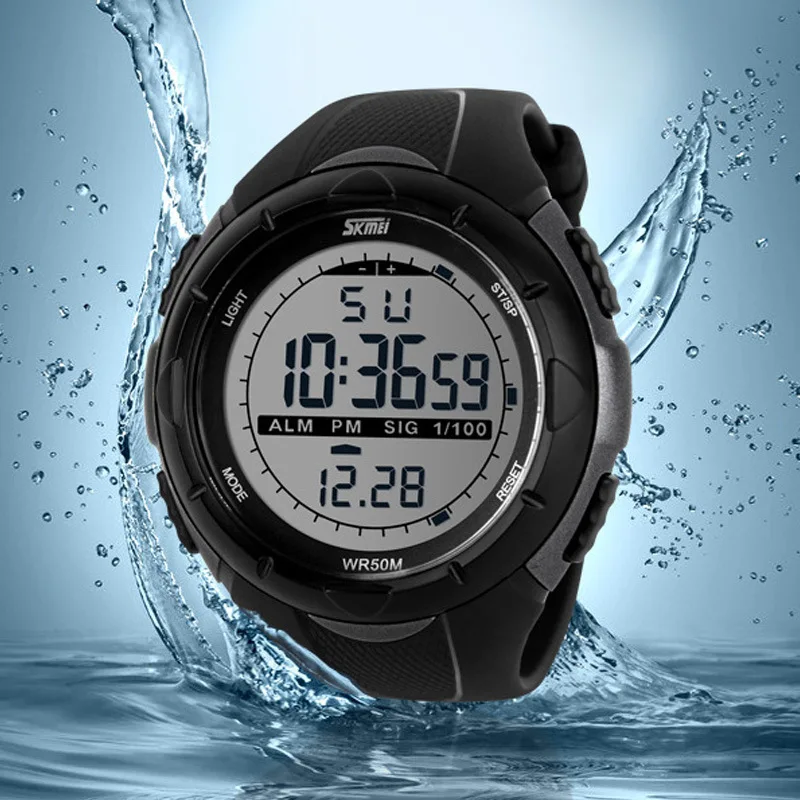 skmei марка мужчины светодиодный цифровой военные часы, 50 М Dive Swim Платье Спортивные Часы Мода Открытый Наручные Часы