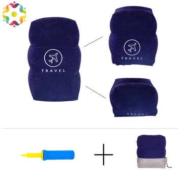 

ZJFC 3 Layers Inflatable Travel Foot Rest Pillow Airplane Train Car Footrest Cushion With Storage Bag & Dust Cover &Inflator