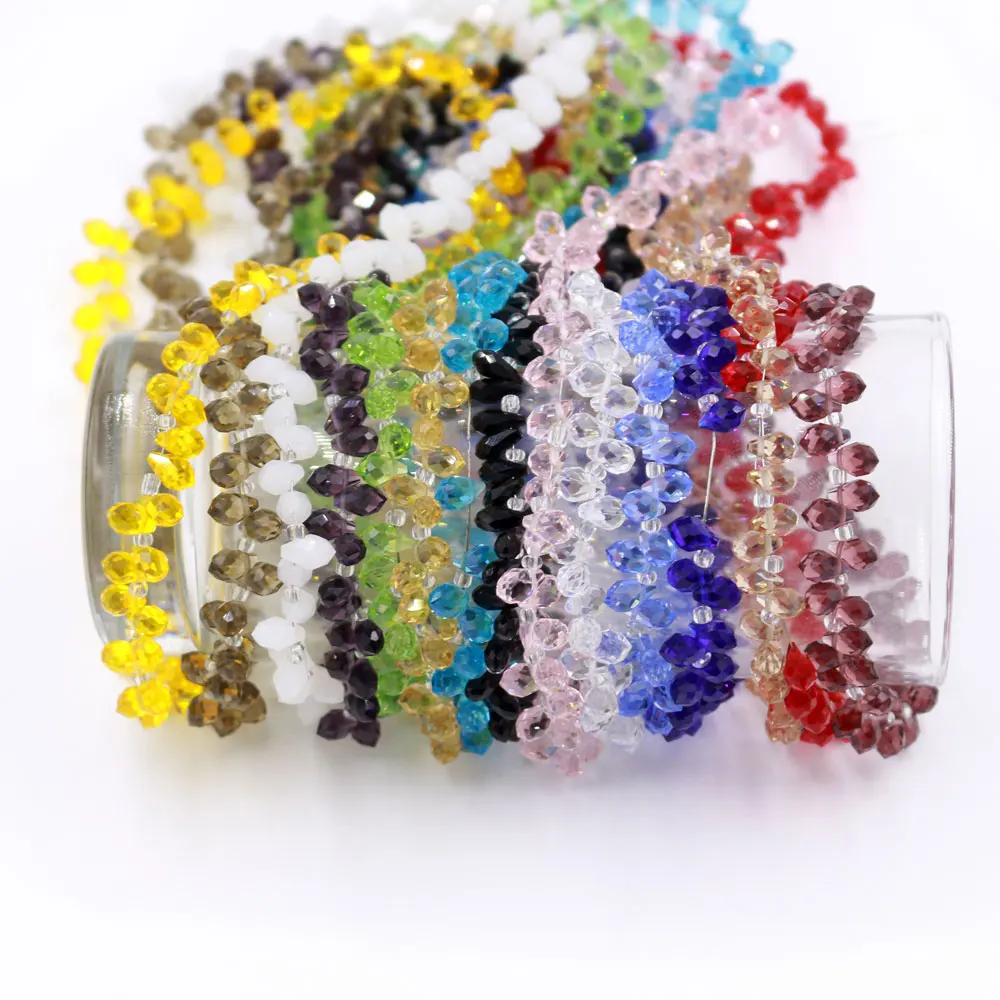 

ZHUBI 100PCS/LOT Wholesale Crystal Drop Pendant 5*8MM Faceted Glass Waterdrop Loose Beads Charm Jewelry Making Accessories DIY
