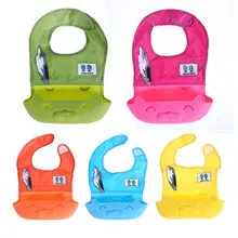 Детский Силиконовый водонепроницаемый нагрудник для кормления с мультяшным рисунком, милый нагрудник с карманом