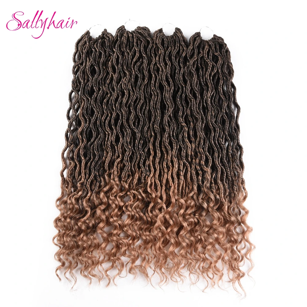 Sallyhair 24 Strands/Pack Faux Locs Curly Synthetic Ombre ...