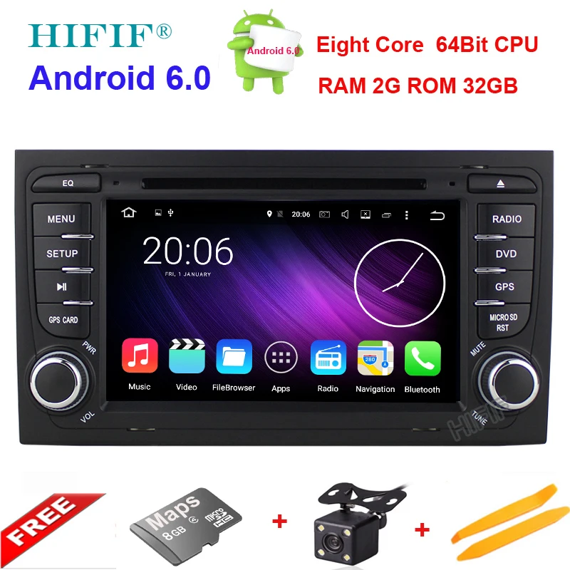 Perfect HIFIF Android 6.0 Octa Core 2 Din 7" Car DVD For Audi A4 2002-2008 S4 RS4 8E 8F B9 B7 RNS-E 2 Din DVD A4 Navigation Stereo Radio 0