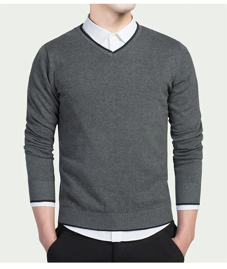 MuLS хлопковые свитера для мужчин с v-образным вырезом мужской свитер Пуловеры Джерси джемпер осень зима 4XL трикотаж Мужская одежда Новинка
