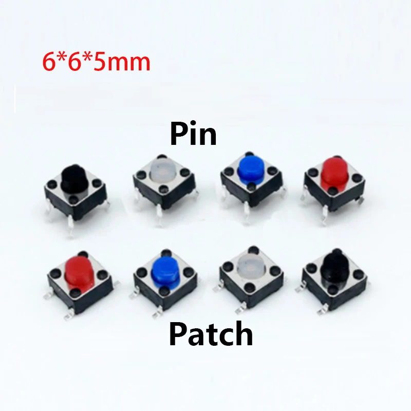 

50pcs/lot 6x6x5mm 6*6*5MM 4PIN Transparent Silicone Soundless Tactile Tact Push Button Micro Switch Copper feet