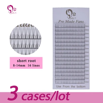 

J&S 3D pre made fans eyelash extension short stem 3 trays 16 rows false mink heat bonded lashes