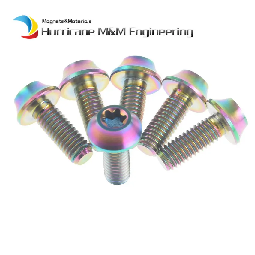 

1Pack M6 M6x16/20mm Ti Bolt Titanium Bolts DIY Ti Color Gold Color and Multicolor Cone Torx and Hex Head Screws Ti Fastener