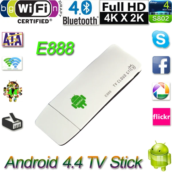 Andoer E888 Mini Pc Tv Dongle Stick Quad Core Rk3188t 2g/8gb Xbmc Kodi Bluetooth Dlna Miracast