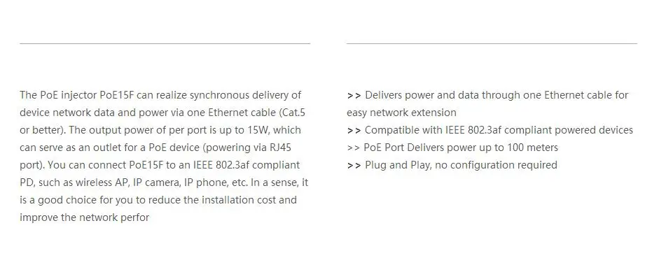 Tenda Poe15F 10/100 Мбит/с Инжектор PoE Fast Ethernet POE, модуль источника питания с AP беспроводной монитор адаптер питания 48V