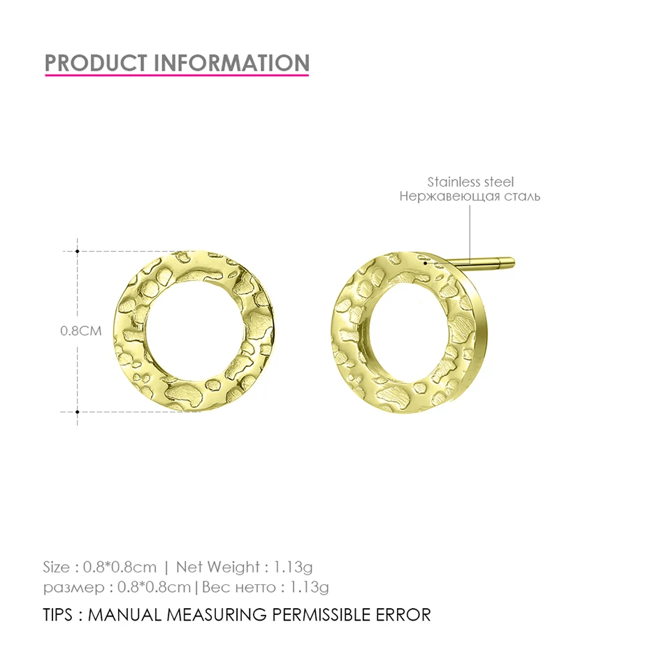 E-Manco, винтажные серьги из нержавеющей стали для женщин, круглые маленькие серьги-гвоздики, женские безопасные серьги-гвоздики