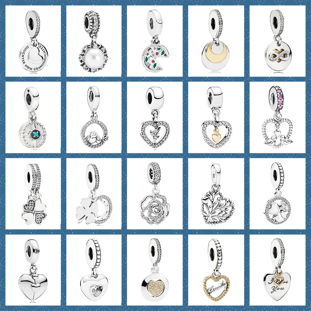 

100% 925 Sterling Silver 1:1 Version Original Charm Pendant Forever In My Heart Hanging Family Script Charm For Pan Bracelet