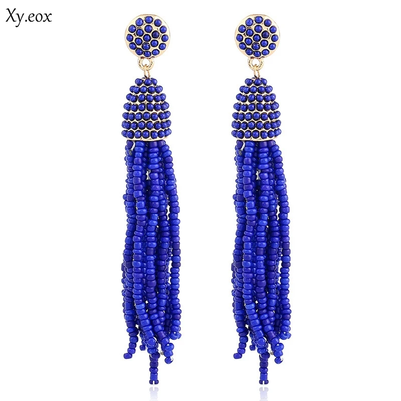 1 pairs Seed Beads Long Tassel Earrings Handmade Weaving Drop | Украшения и аксессуары