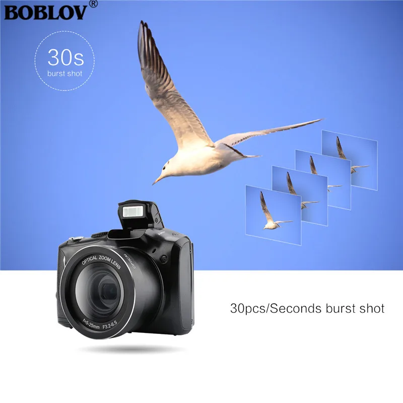 

BOBLOV Updated CDR6 24MP 20X Zoom Digital Camera Video Camcorder Anti-Shake with Free 16GB 32GB SD Card
