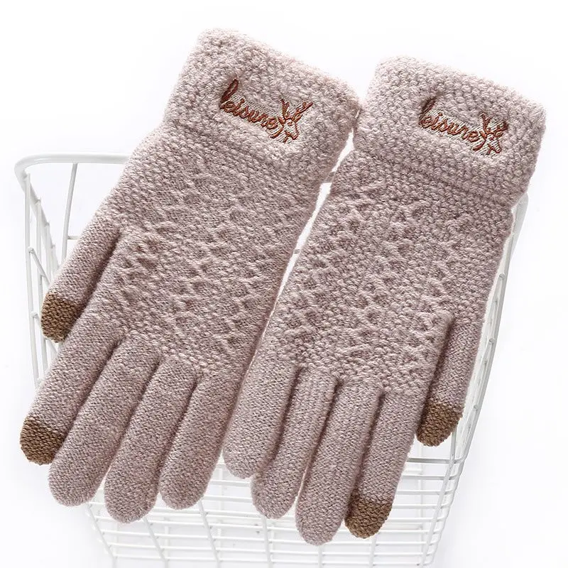 

Women Warm Gloves Winter Casual Sweet Elegant Preppy Mitten Touch Screen Wrist Female Fashion Cute Animal Green Gloves