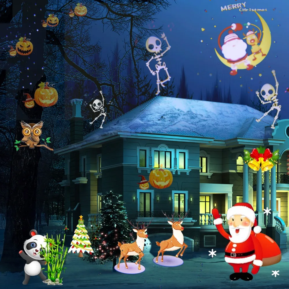 

12 Patterns LED Christmas Laser Projector Waterproof IP65 Outdoor Garden Laser Projector Spotlight Disco Xmas Lights with remote