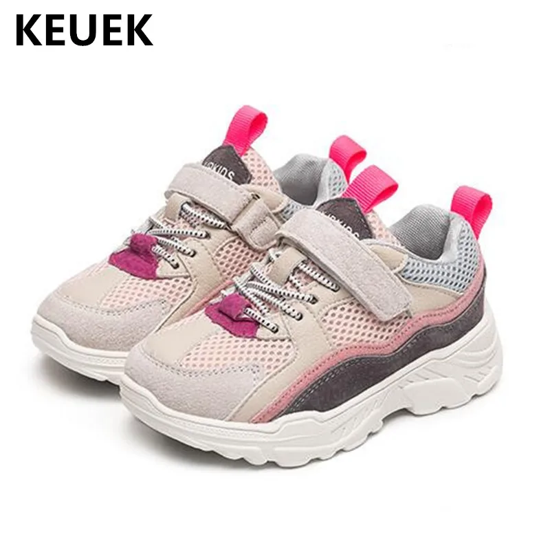 

New Children Casual Mesh Genuine Leather Sports Shoes Boys Girls Sneakers Student Toddler Baby Single Shoes Kids Flats 03